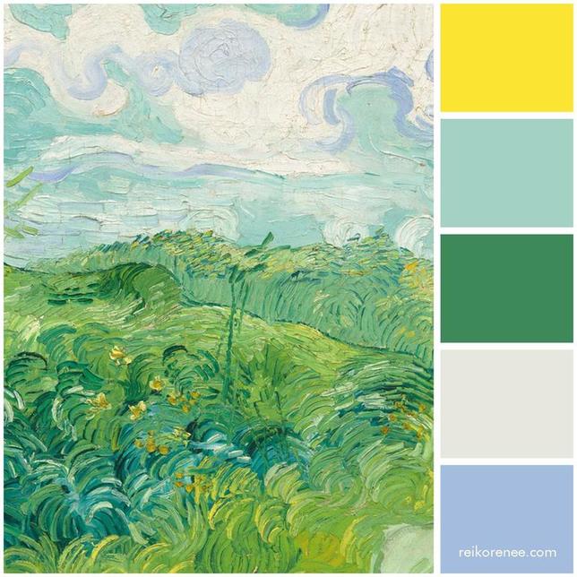 Color Palette Inspired by Vincent van Gogh's ​Green Wheat Fields, Auvers, 1890