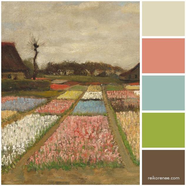 Color Palette Inspired by Vincent van Gogh's ​Flower Beds in Holland, 1883