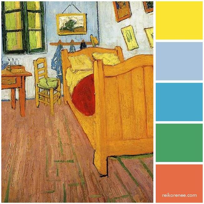Color Palette inspired by Vincent van Gogh's ​Vincent's Bedroom in Arles, 1888