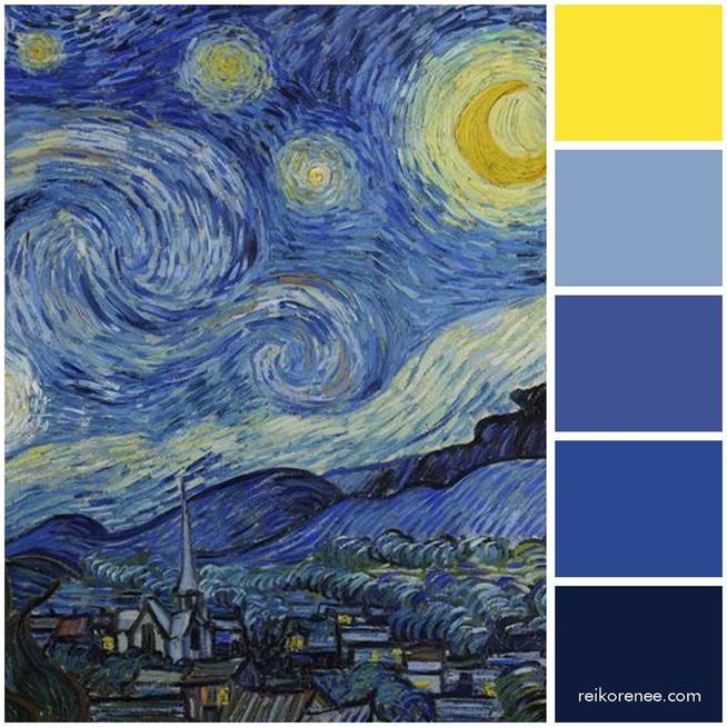 Color Palette Inspired by Vincent van Gogh's The Starry Night, 1889