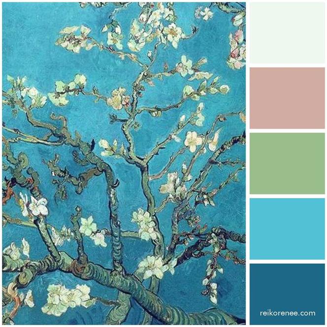 Color Palette inspired by Vincent van Gogh's ​Branches with Almond Blossom, 1890